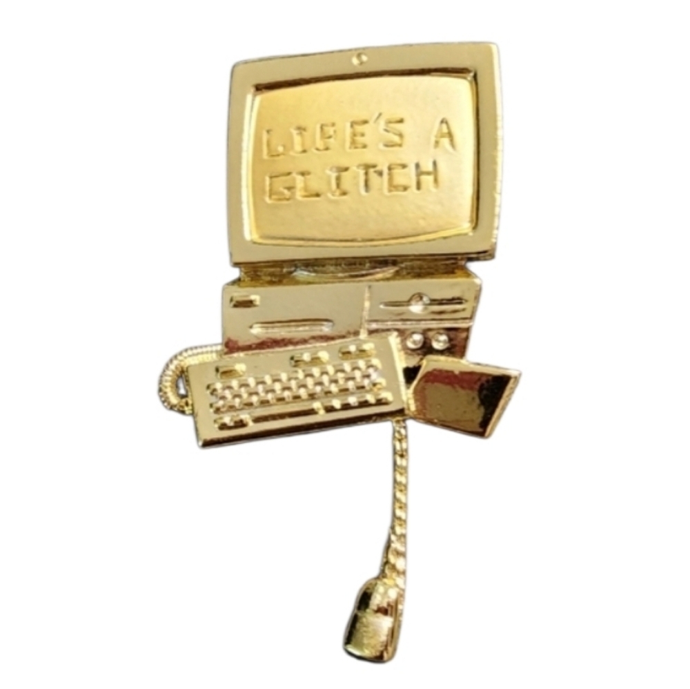 Danecraft Gold Tone Computer Brooch